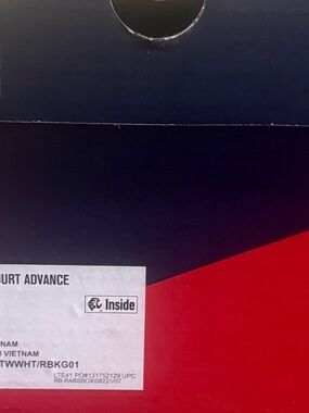 Reebok Court Advance Black and Red Shoe Box